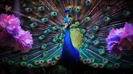 Majestic Bioluminescent Peacock