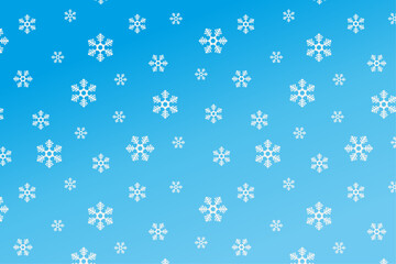 Seamless snowflakes pattern swatch vector different sizes shapes on sky blue gradient background