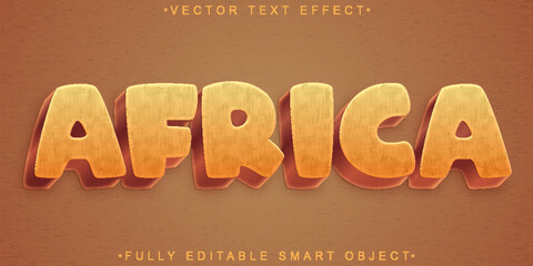 Brown Cartoon Africa Vector Fully Editable Smart Object Text Effect © HUMA