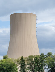 Green landscape and nuclear power plant .