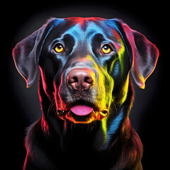 Colourful ,labrador, dog portrait.AI generated.
