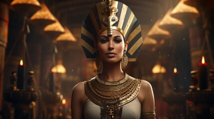 Portrait of queen Nefertit.generative ai
 - obrazy, fototapety, plakaty