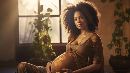 Pregnant woman in a wellness sanctuary.generative ai
