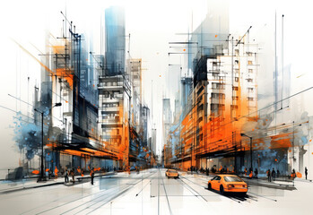 Abstract city. artistic background.
