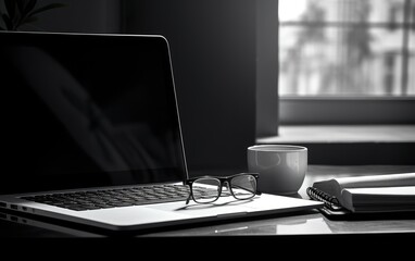 Fototapeta premium Office workspace, modern desk setup. Generative AI