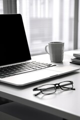 Office workspace, modern desk setup. Generative AI