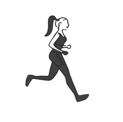 Fototapeta na wymiar Woman Jogging Colored Illustration Jog, run, exercise. Outdoor, outside workout. Fitness, strength training. jogging together cartoon character design.