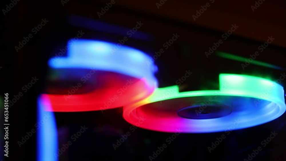 Aufkleber cooling fans in a computer with led backlight.