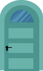 Colorful front doors to houses and buildings in flat design style isolated, vector set. Open and closed doors