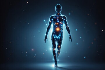 Fototapeta premium front view full body Transparent human silhouette. ai generative