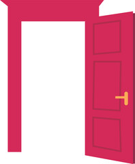 Colorful front doors to houses and buildings in flat design style isolated, vector set. Open and closed doors