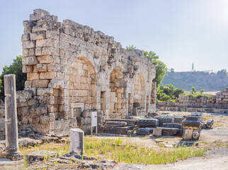 Fototapeta premium Ruins of the ancient Lycian city Perge located near the Antalya city in Turkey turkiye, GO Everywhere