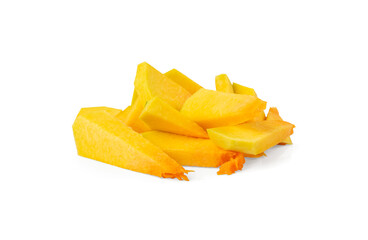 Fototapeta premium Chopped Pumpkin Isolated, Sweet Winter Squash, Cut Acorn Pumpkins