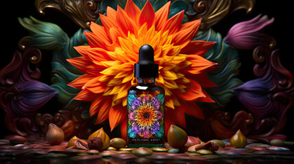 Naklejka premium blossom flower lotus spiritual wellness essential oil background - by generative ai