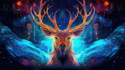 cosmic spirit animal shamanism deer stag - by generative ai