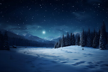 Schneelandschaft bei Nacht