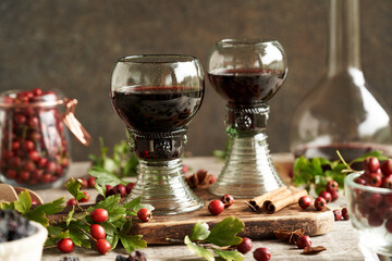 Medicinal wine made from hawthorn berries and red wine