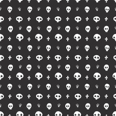 Cute Skull Seamless Pattern. Halloween Background vector illustration