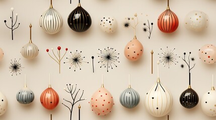  a group of different colored ornaments hanging from a wall next to each other.  generative ai