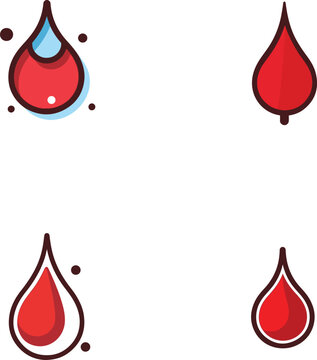 blood drop health and medical icons set, vector flat minimal abstract logo style silhouette pack