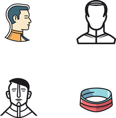 fever faces set of icons, medical health logo style modern flat minimal silhouette set