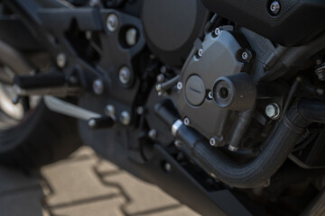 Rubber motorcycle engine protection in the event of a fall.