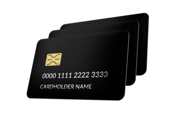 Stack of black plastic Bank cards isolated