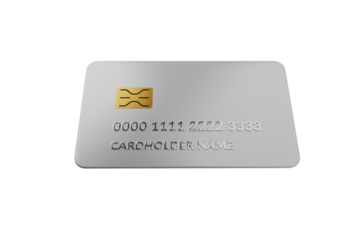 White plastic Bank credit card with chip isolated