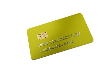 Yellow plastic Bank card with chip isolated