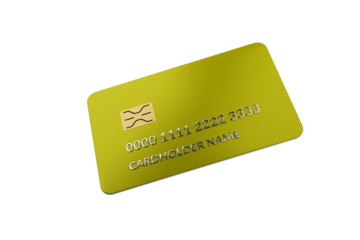 Yellow plastic Bank card with chip isolated