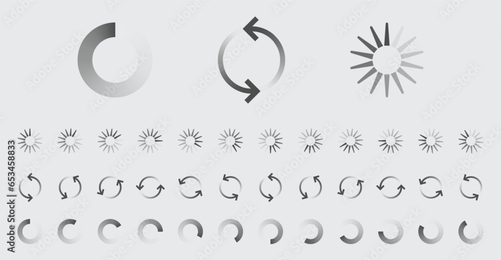 Fototapete circular loading buffering icons vector set video ready for animation gif all keyframes frames bufri