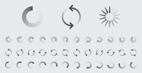 Circular Loading Buffering Icons Vector Set Video Ready for Animation Gif All Keyframes Frames Bufring Circle Waiting for Connection Buffer Preloader Download Symbol Easy Replace Color