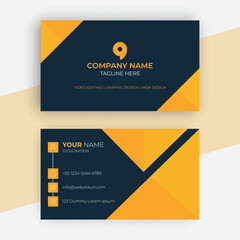 modern elegant luxury and professional orange color corporate visiting card or business card design template in vector for print-ready