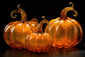 Trendy orange halloween glass pumpkin decoration.