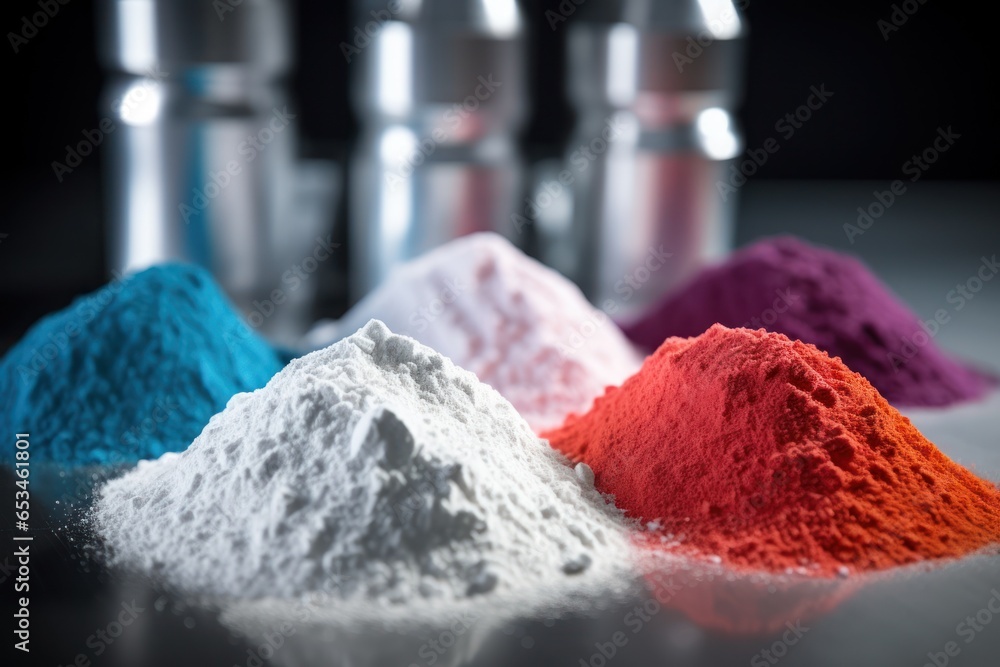 Aufkleber a group of different colored powders arranged on a table. ideal for use in creative projects and art
