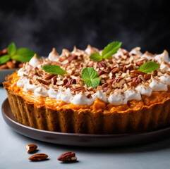 cake with chocolate and nuts