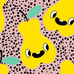 Cartoon retro fruit seamless pears pattern for wrapping paper and kids clothes print and festive accessories