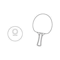 Hand drawn Cartoon Vector illustration table tennis ping pong racket and ball sport icon Isolated on White Background