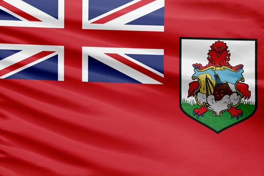 Bermuda flag is depicted on a sport stitch cloth fabric with folds.
