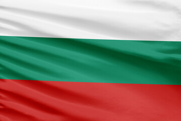 Bulgaria flag is depicted on a sport stitch cloth fabric with folds.