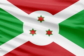 Burkina Faso flag is depicted on a sport stitch cloth fabric with folds.