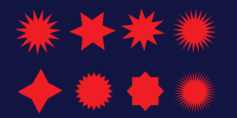 Set of red Price ssicker, sale sticker, res stars 
price tag, starburst, quality mark, retro stars, 
sale or discount sticker, sunburst badges, sun ray frames, promotional badge set, shopping labels