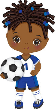 soccer girl holding ball, blue uniform clip art preview