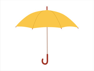 Yellow Umbrella in Open position. Vector illustration in flat style