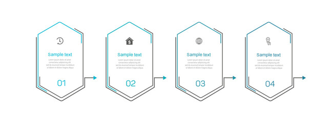 Business infographic design template with 4 options, steps or processes. Can be used for workflow layout, diagram, annual report, web design 