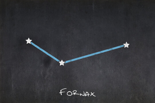 Fornax constellation drawn on a blackboard