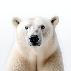 white polar bear close up portrait with white background
