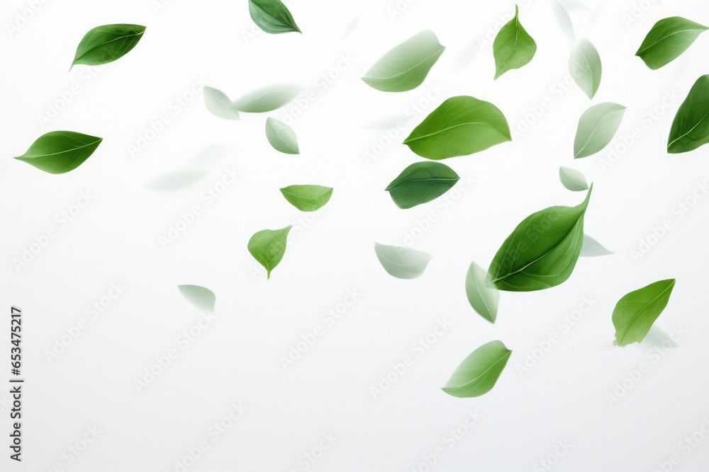 Aufkleber captivating image of bunch of green leaves gracefully floating in air. perfect for adding touch of n