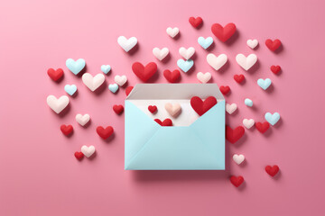 Open envelope with hearts coming out of it. Perfect for Valentine's Day greetings or love-themed designs