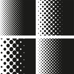 Halftone dots pattern gradient set in vector format. 45 degree angled halftone dots. - 653475400